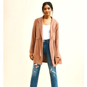 Shawl collar belted blazer